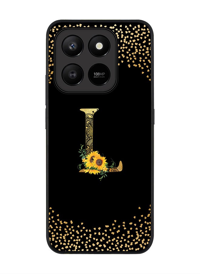 For Honor X7d 4G / X7d 5G / 400 Smart Case,Slim fit Camera Protection, Shockproof Thin Phone cover  - Custom Floral Monogram - L ( Black )